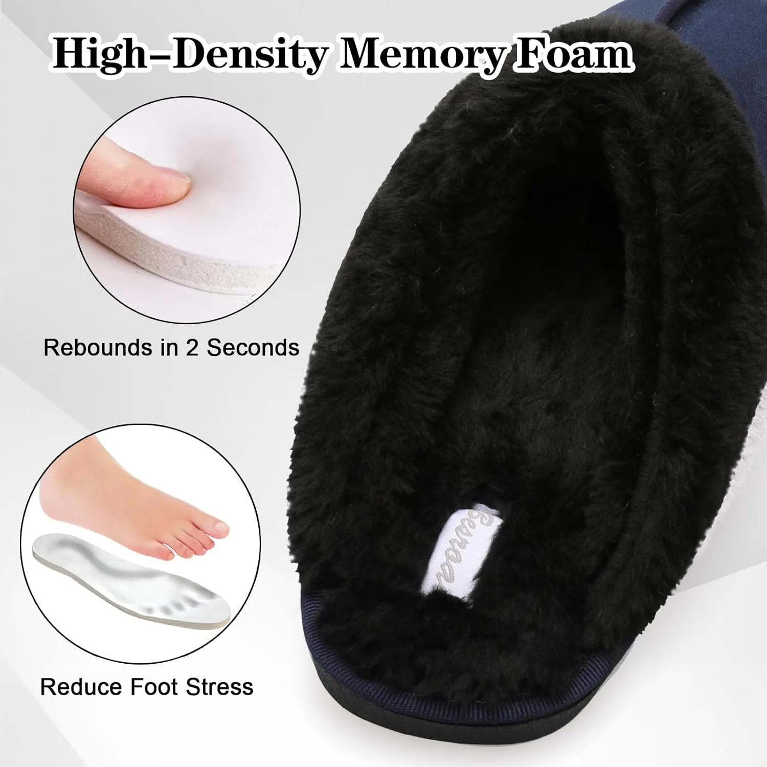 Besroad Mens Slippers Memory Foam House Slippers Warm Fuzzy Bedroom Slide House Shoes Indoor Outdoor Scuff