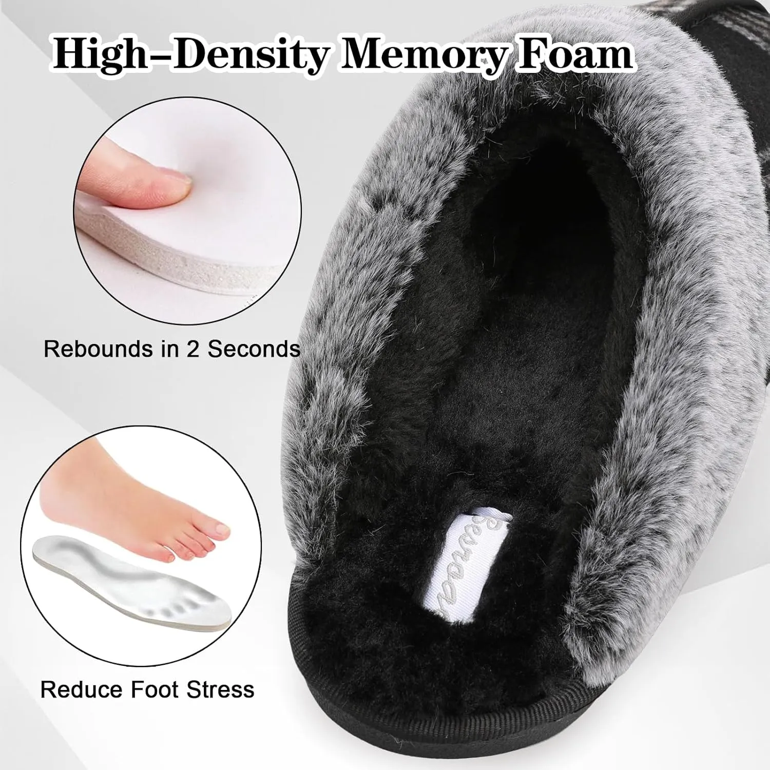 Besroad Mens Slippers Memory Foam House Slippers Warm Fuzzy Bedroom Slide House Shoes Indoor Outdoor Scuff