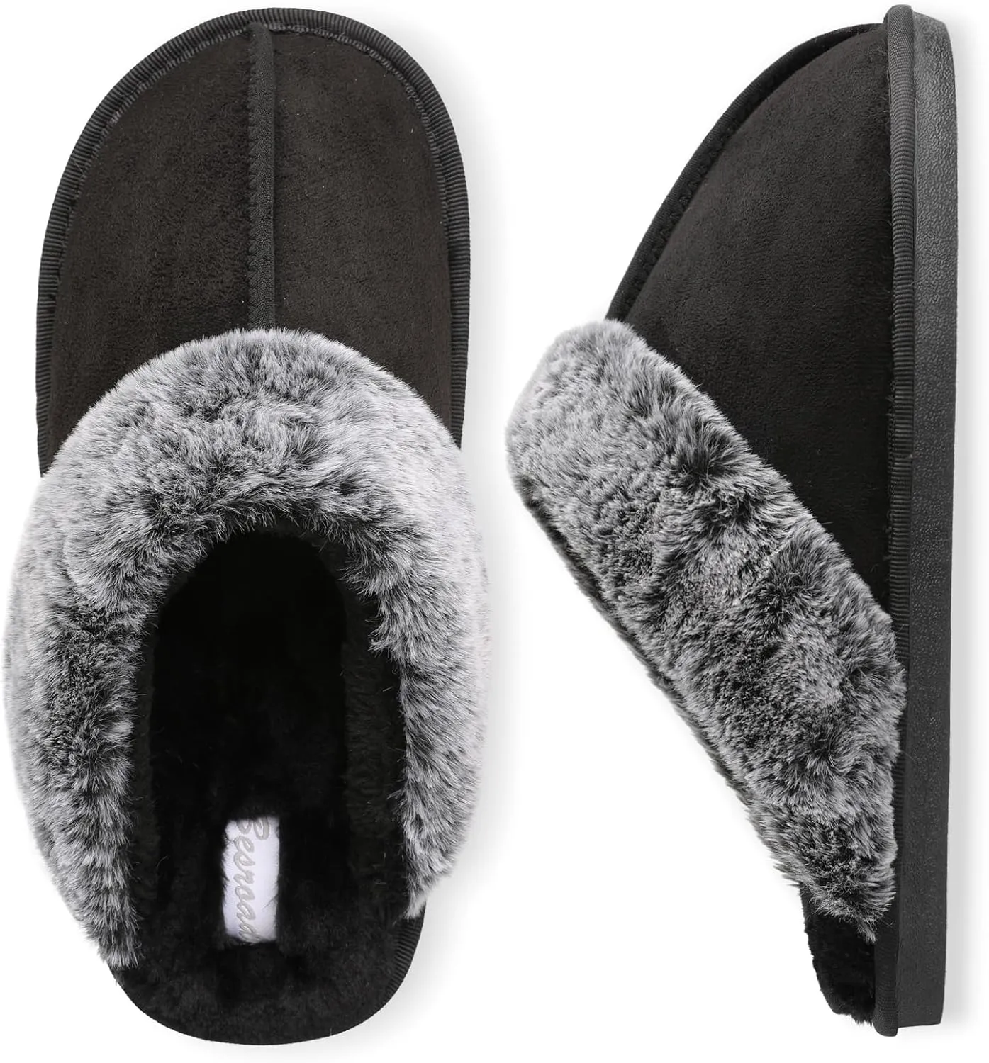 Besroad Mens Slippers Memory Foam House Slippers Warm Fuzzy Bedroom Slide House Shoes Indoor Outdoor Scuff