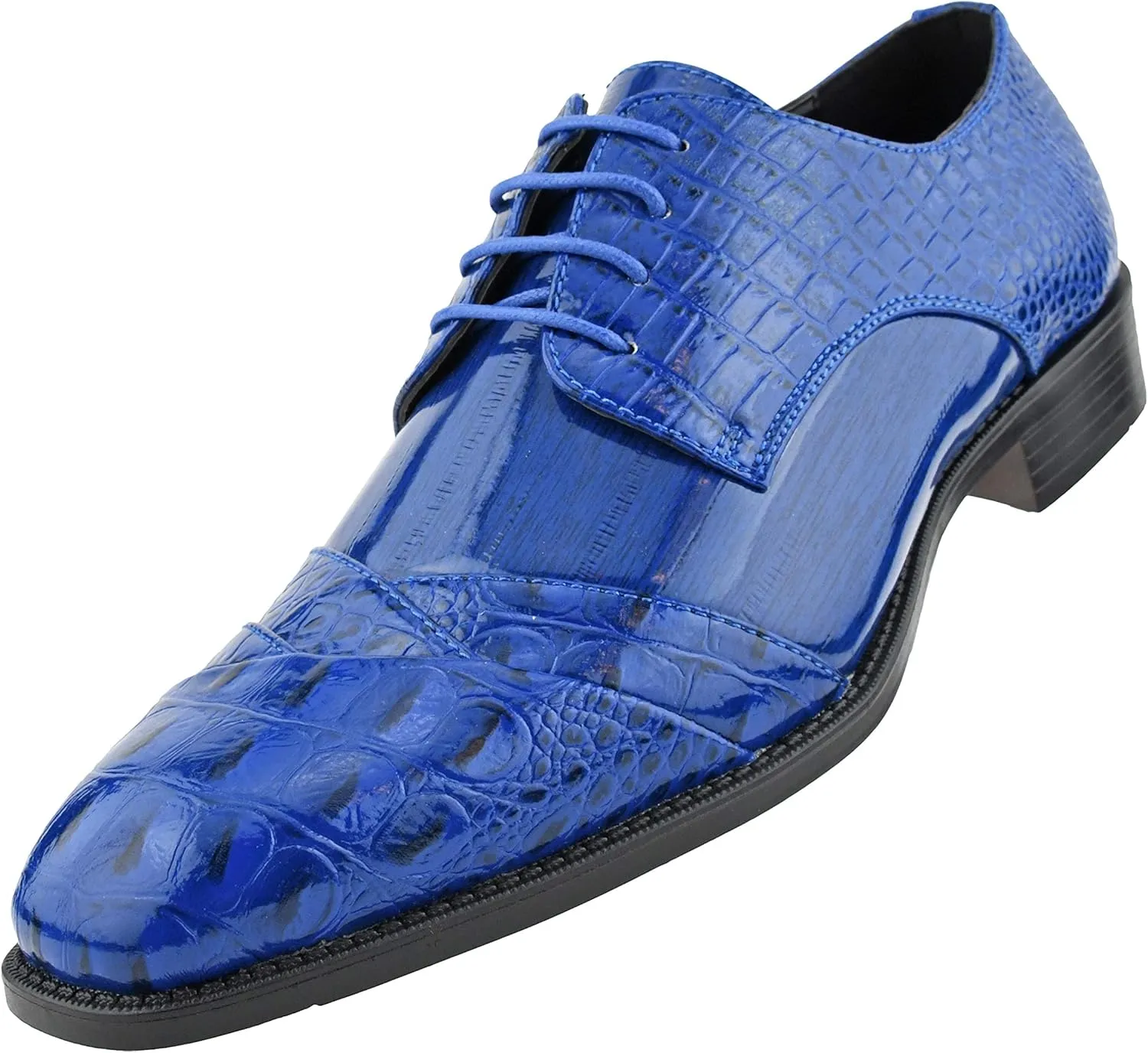 Bolano Bandit, Cap Toe Oxford Dress Shoes for Men, Men's Formal Dress Shoes with Alligator Print, Croc Folded Oxfords