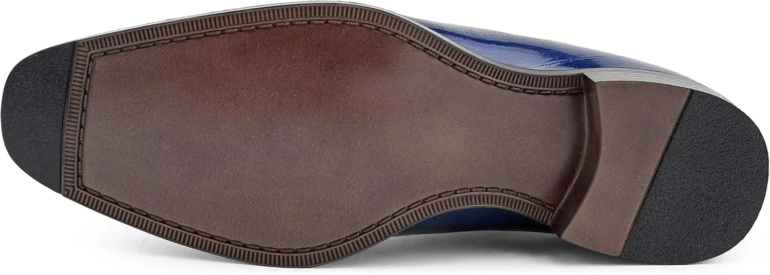 Bolano Bandit, Cap Toe Oxford Dress Shoes for Men, Men's Formal Dress Shoes with Alligator Print, Croc Folded Oxfords