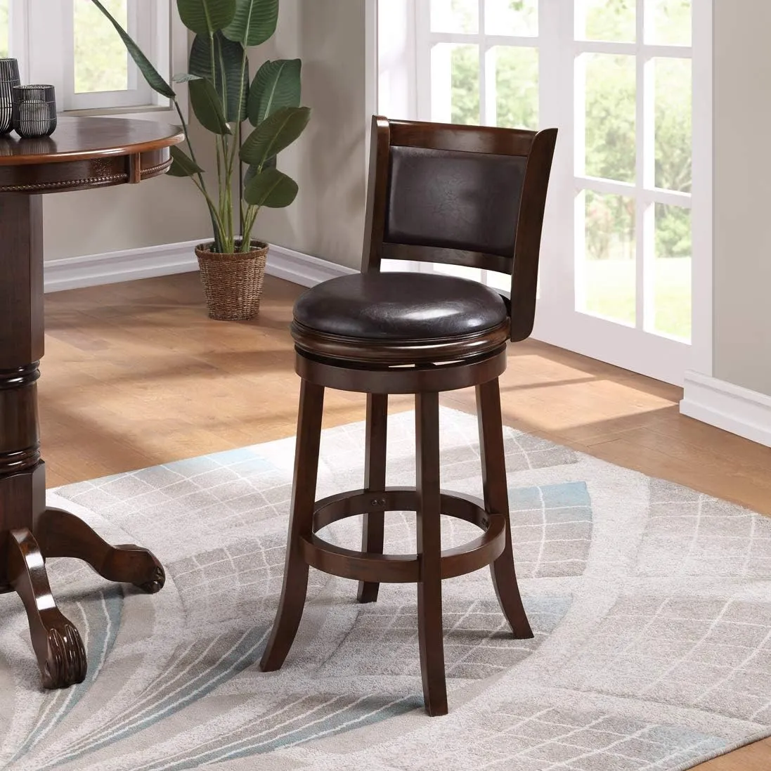 Boraam Augusta Bar Height Swivel Stool, 29-Inch, Cappuccino with Dark Brown PU