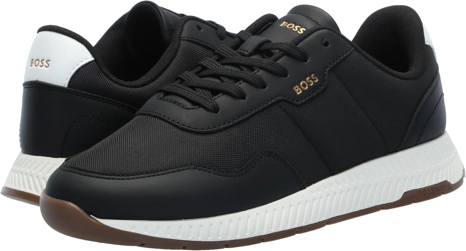 BOSS Men's Leather Mix Low Top Sneaker