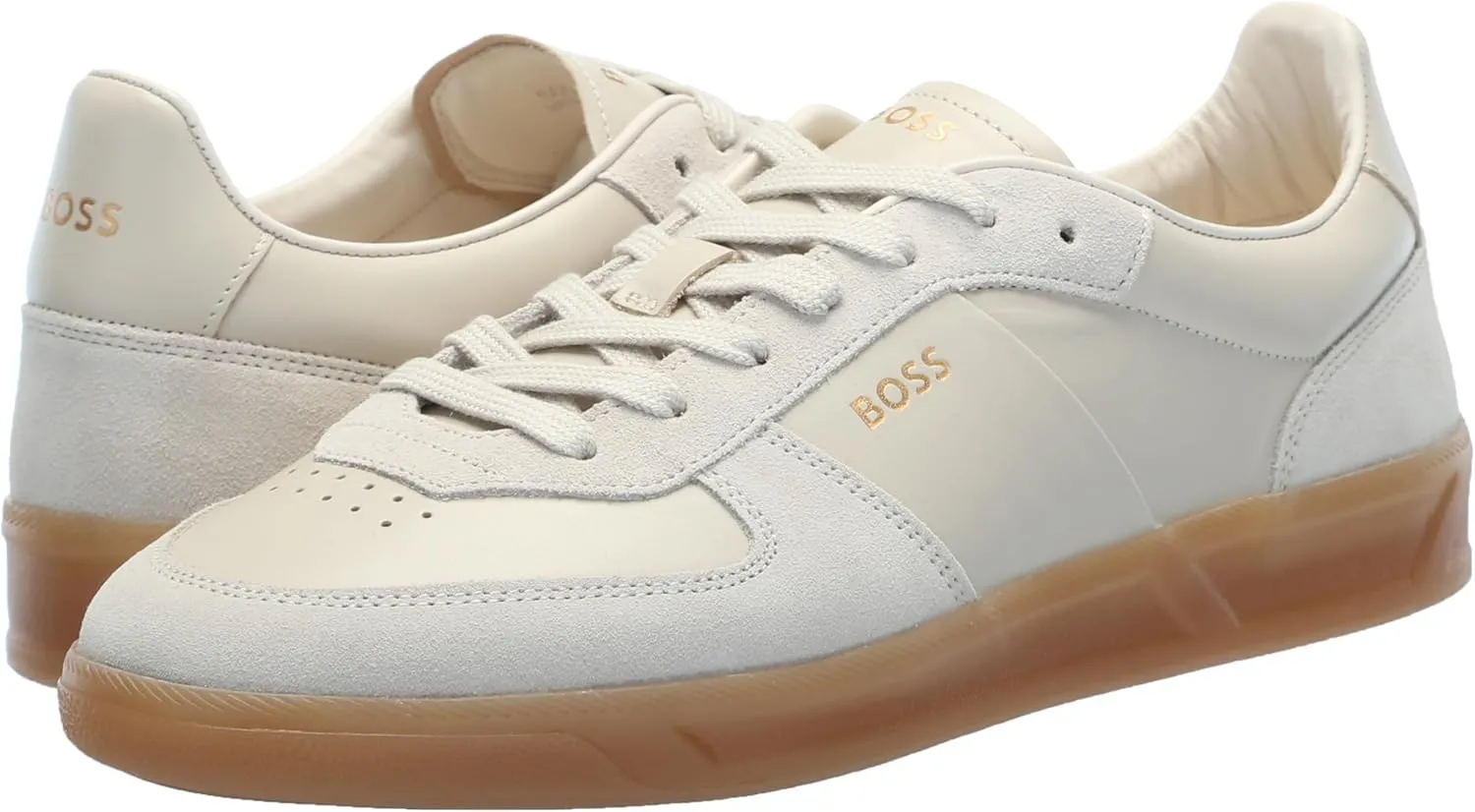 BOSS Men's Soft Leather Block Logo Low Top Sneaker