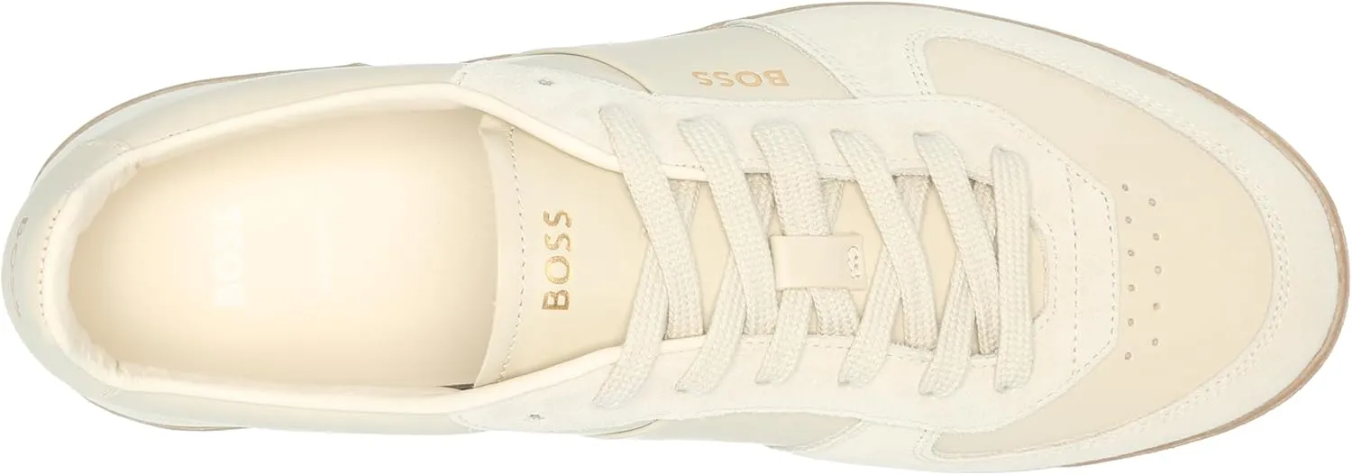 BOSS Men's Soft Leather Block Logo Low Top Sneaker