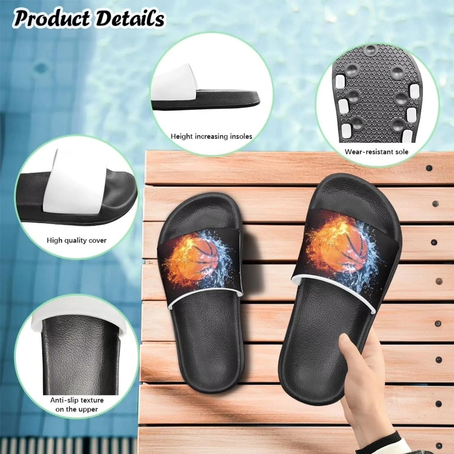 Boys Slide Sandals Non Slip Summer House Slippers Kids Slip-on Flip Flops Cusual Beach Sandal