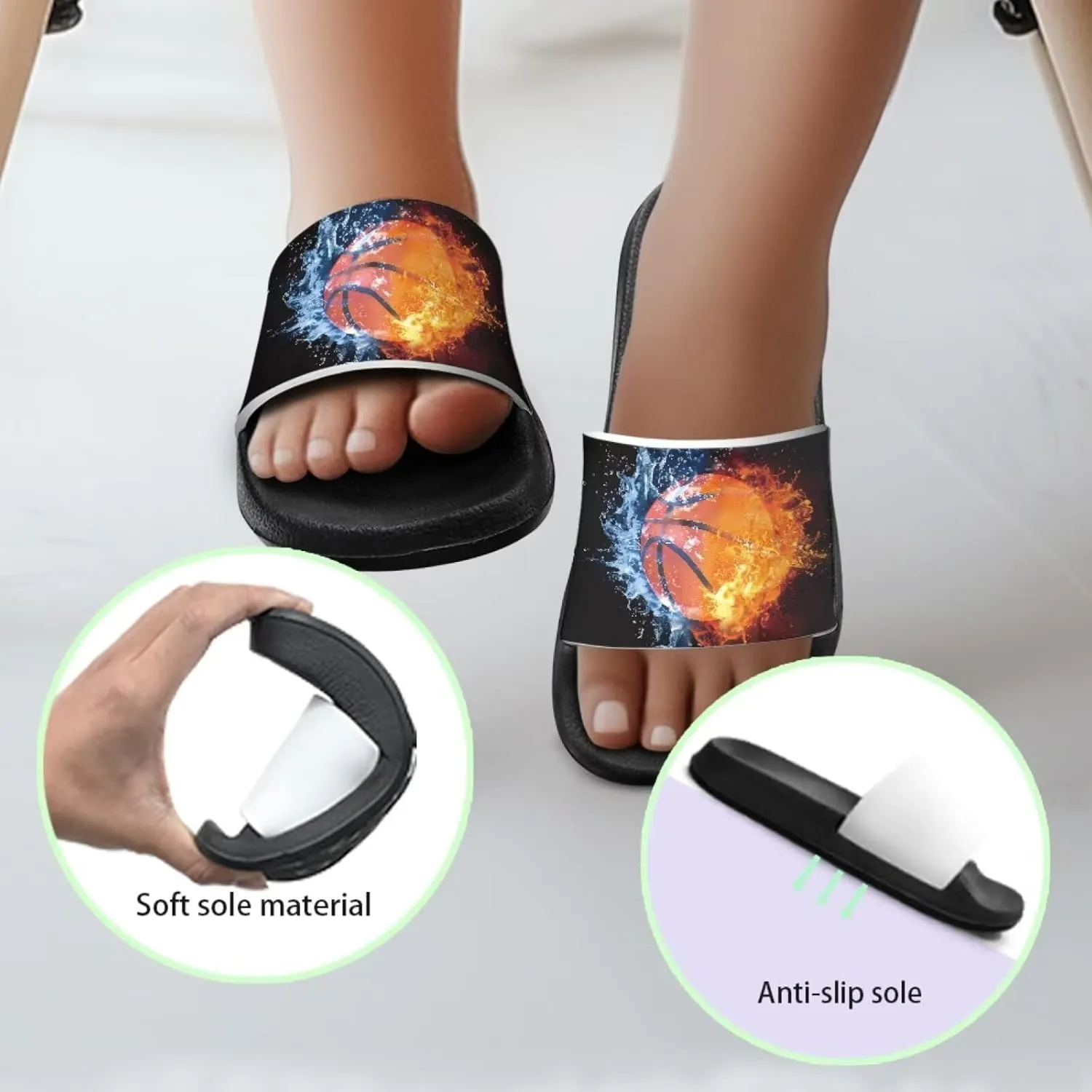Boys Slide Sandals Non Slip Summer House Slippers Kids Slip-on Flip Flops Cusual Beach Sandal