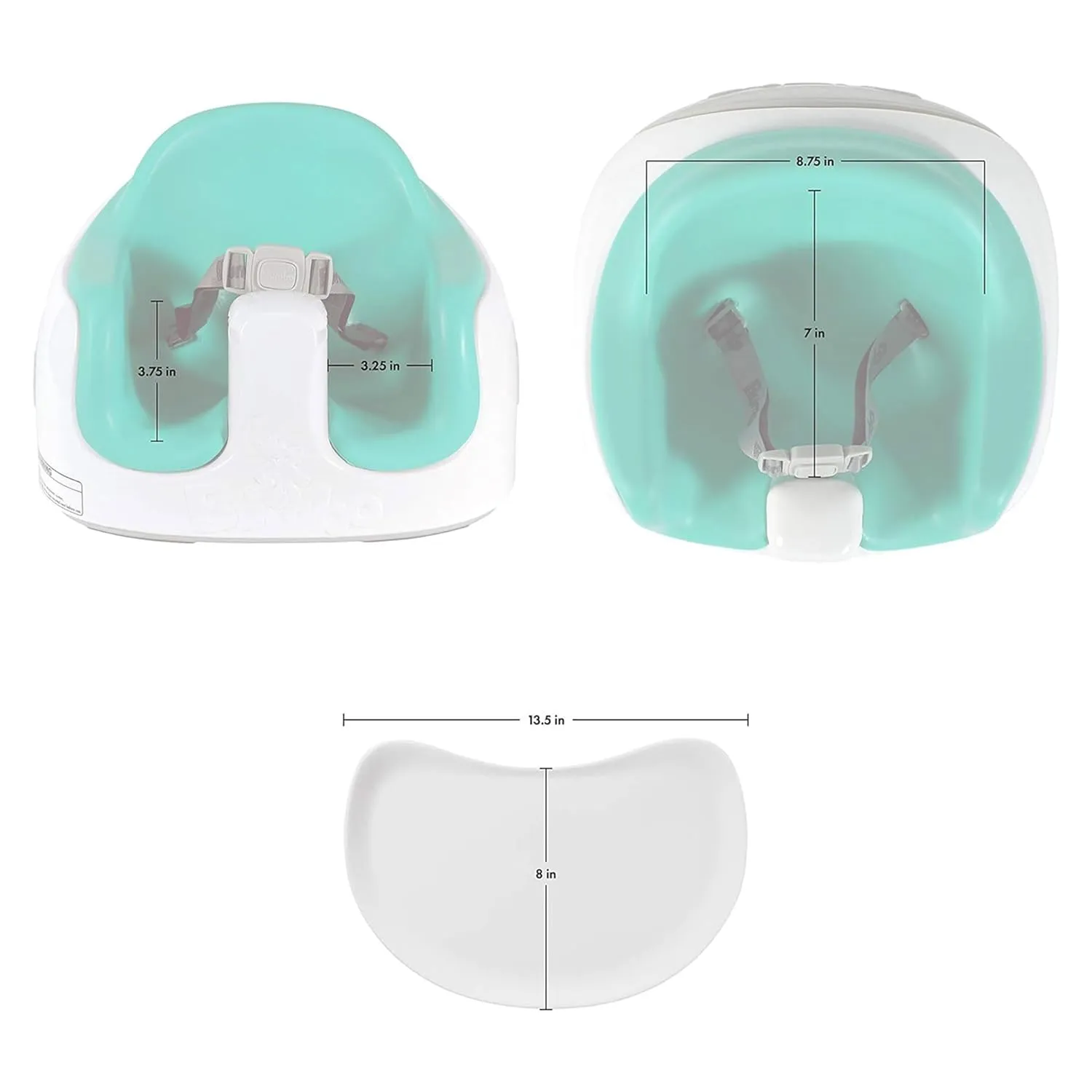 Bumbo Adjustable Height 3 in 1 Multi Seat, Non Slip Booster, Baby Chair for Eating and Chair for Toddlers with Removable Tray, Aqua (2 Pack)