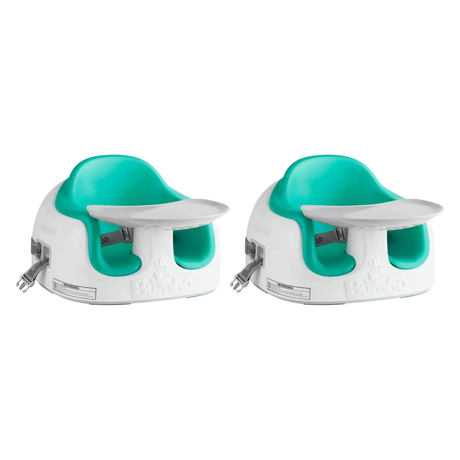 Bumbo Adjustable Height 3 in 1 Multi Seat, Non Slip Booster, Baby Chair for Eating and Chair for Toddlers with Removable Tray, Aqua (2 Pack)