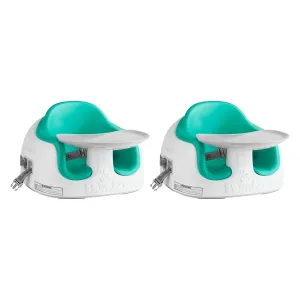 Bumbo Adjustable Height 3 in 1 Multi Seat, Non Slip Booster, Baby Chair for Eating and Chair for Toddlers with Removable Tray, Aqua (2 Pack)
