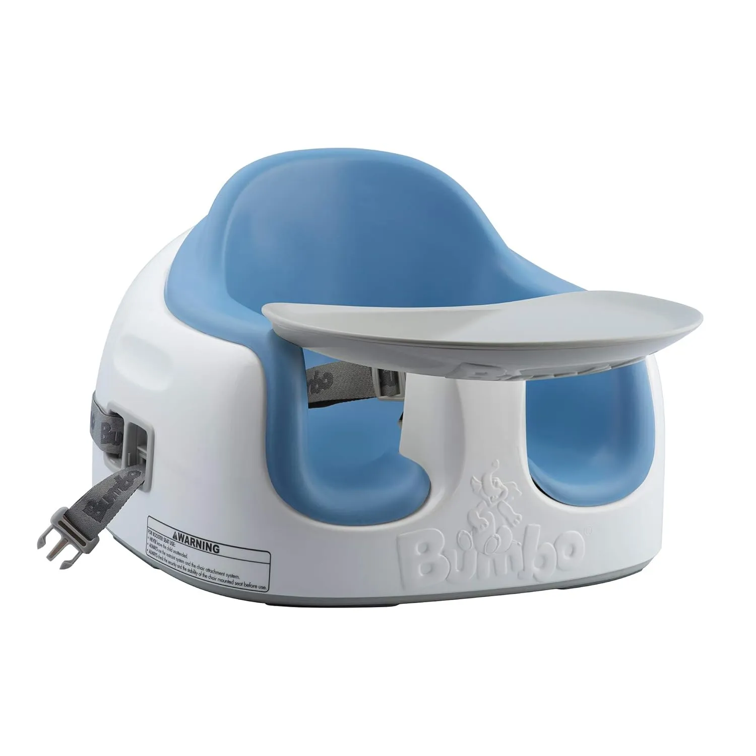 Bumbo Adjustable Height 3 in 1 Multi Seat, Non Slip Booster, Baby Chair for Eating and Chair for Toddlers with Removable Tray, Powder Blue (2 Pack)