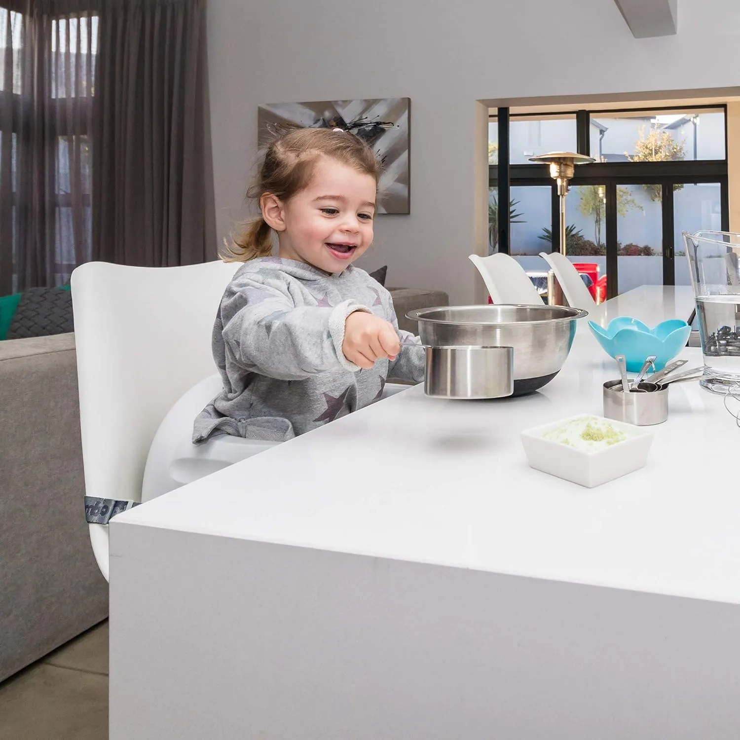 Bumbo Adjustable Height 3 in 1 Multi Seat, Non Slip Booster, Baby Chair for Eating and Chair for Toddlers with Removable Tray, Powder Blue (2 Pack)