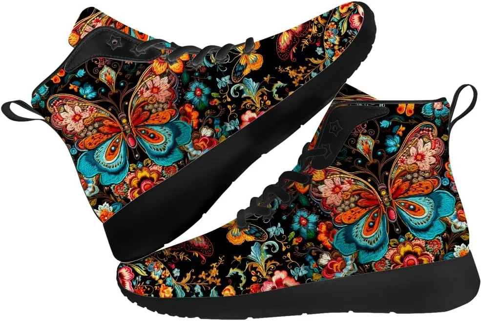 Butterfly Shoes for Women High Top Sneakers Running Waking Shoes Gifts for Mom Girlfriend