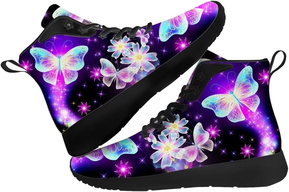 Butterfly Shoes for Women High Top Sneakers Running Waking Shoes Gifts for Mom Girlfriend