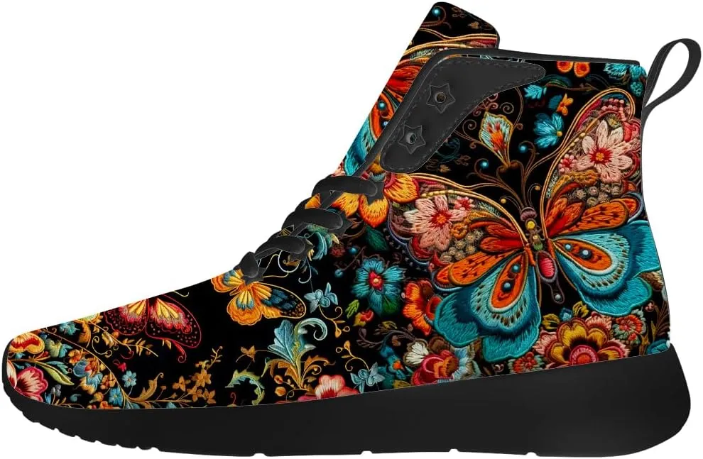 Butterfly Shoes for Women High Top Sneakers Running Waking Shoes Gifts for Mom Girlfriend