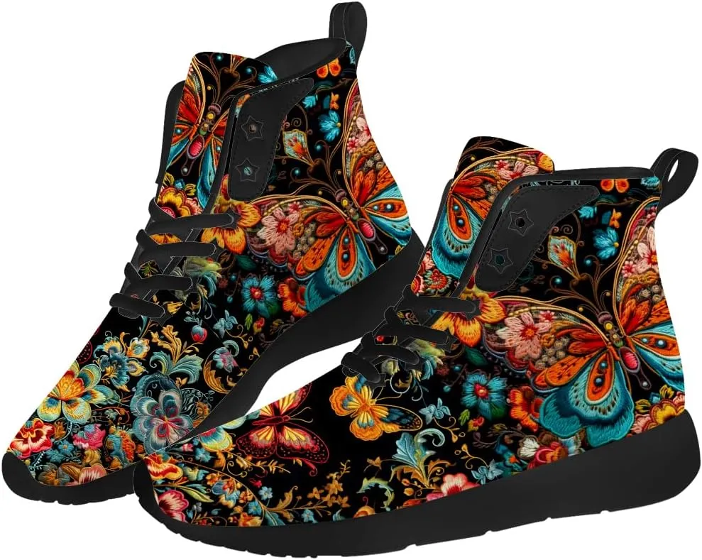Butterfly Shoes for Women High Top Sneakers Running Waking Shoes Gifts for Mom Girlfriend