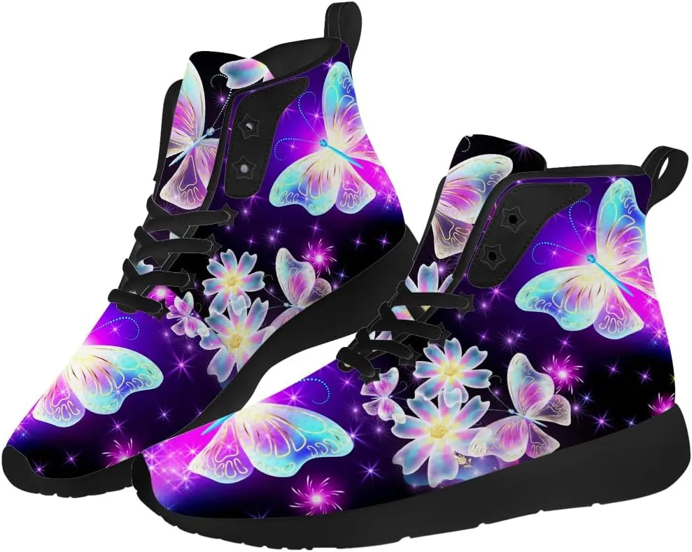 Butterfly Shoes for Women High Top Sneakers Running Waking Shoes Gifts for Mom Girlfriend