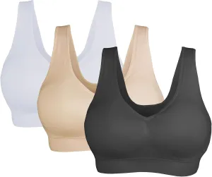 Cabales Women's Seamless Bras for Yoga Fitness Running Workout Low Impact Sports Bras with Removable Pads