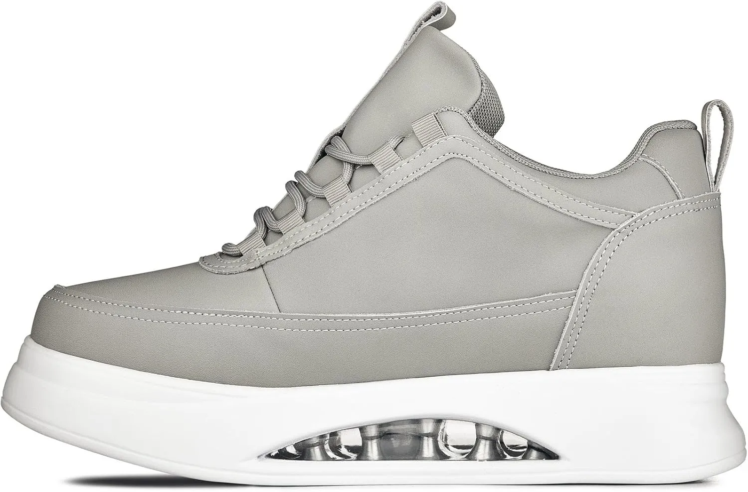 CALTO Men's Invisible Height Increasing Elevator Shoes - Dove Grey/White Sole Chunky Elevated Platform Sneakers - 3.2 Inches Taller - S4927 - Size 10 D(M) US