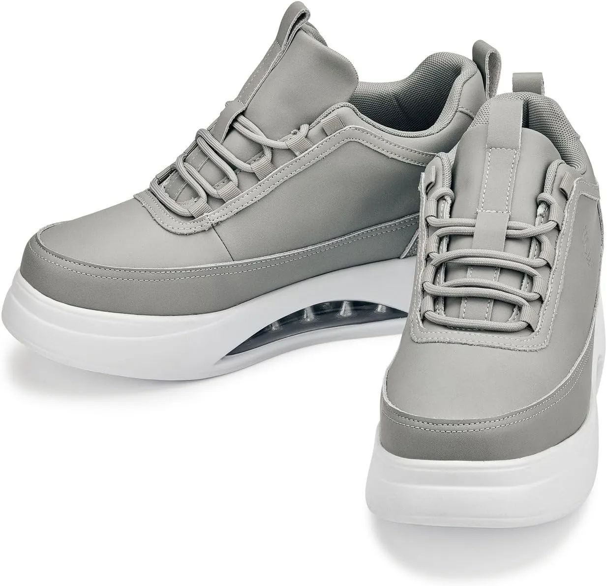 CALTO Men's Invisible Height Increasing Elevator Shoes - Dove Grey/White Sole Chunky Elevated Platform Sneakers - 3.2 Inches Taller - S4927 - Size 10 D(M) US