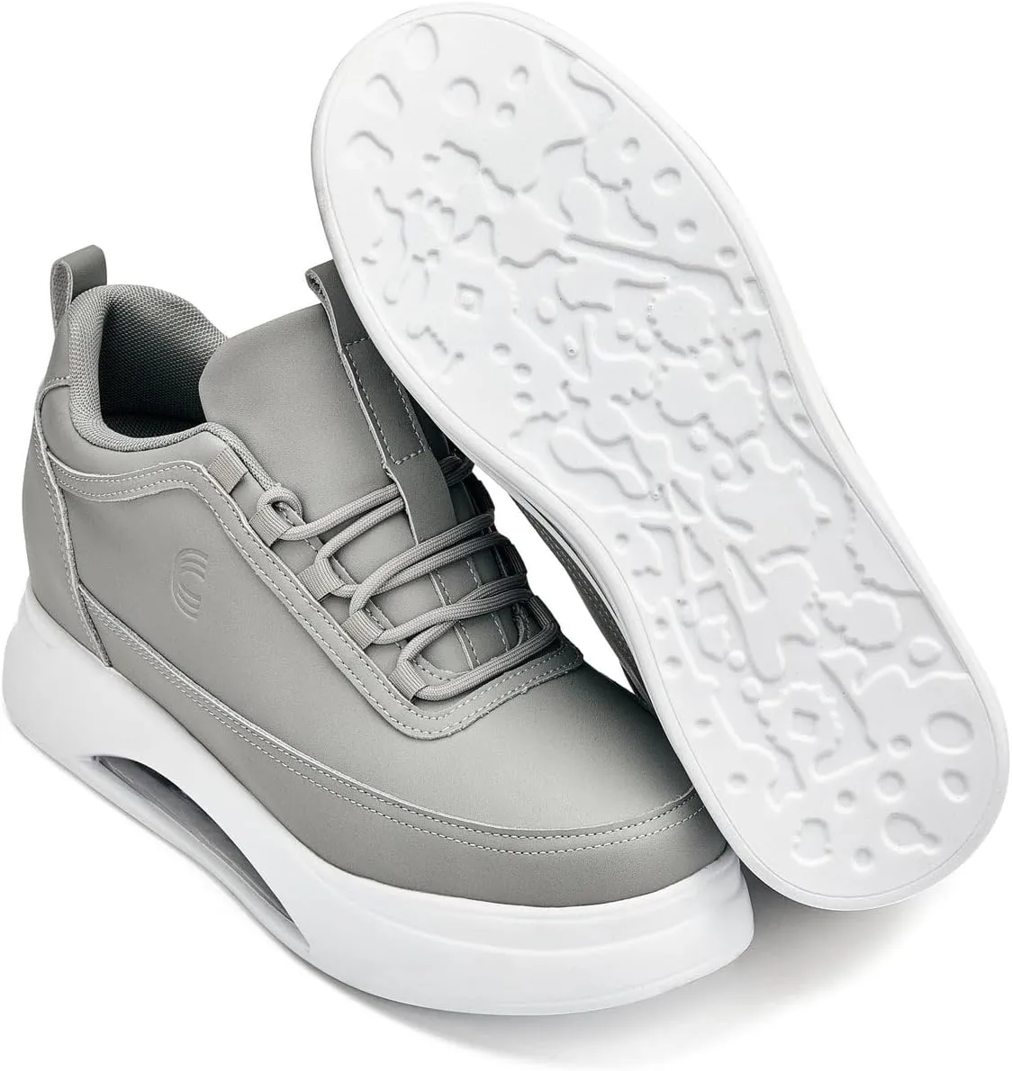 CALTO Men's Invisible Height Increasing Elevator Shoes - Dove Grey/White Sole Chunky Elevated Platform Sneakers - 3.2 Inches Taller - S4927 - Size 10 D(M) US