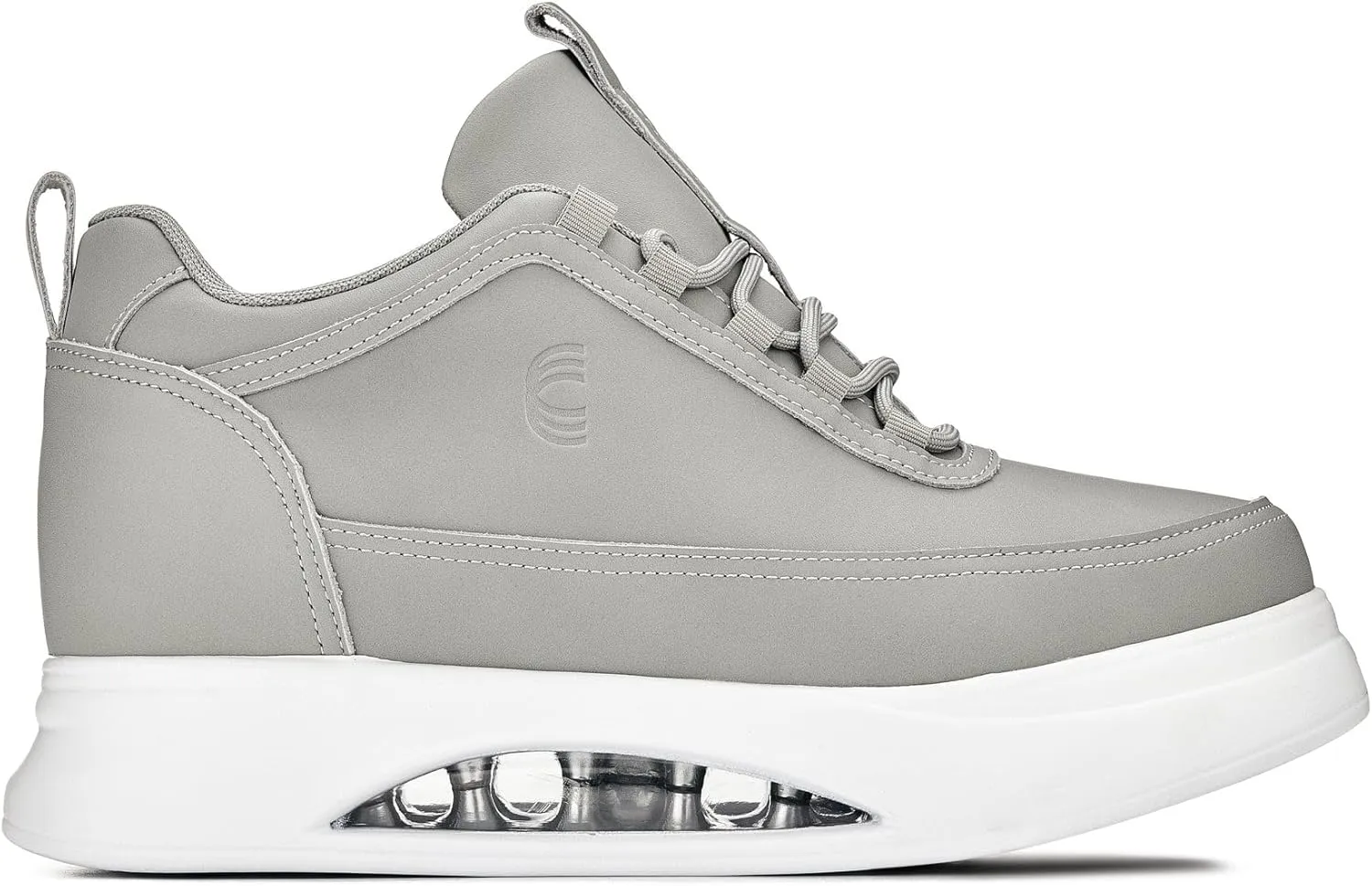 CALTO Men's Invisible Height Increasing Elevator Shoes - Dove Grey/White Sole Chunky Elevated Platform Sneakers - 3.2 Inches Taller - S4927 - Size 10 D(M) US