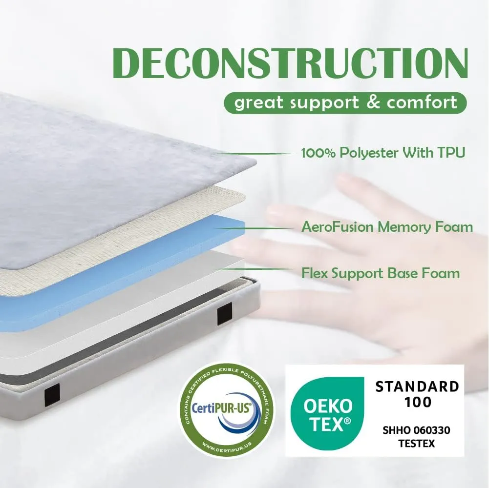 CertiPUR-US Memory Foam Camping Mattress Kids (63"×26"×2.5"), Portable Roll Up Sleep Mat for Travel, Floor, Tent, Outdoor Tent Mattress Pad, Removable Cover Travel Bag White