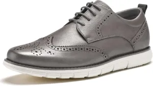 CGRRBW Mens Dress Shoes Casual Oxford Shoes Dress Sneakers Comfortable Business Wingtip Brogue Office Shoes NJXM01-GREY-A10.5