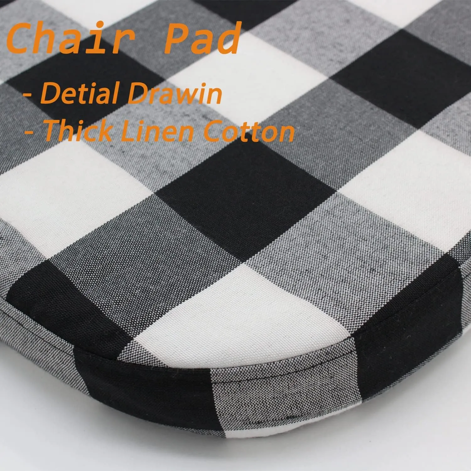 Chair Cushion with Ties for Dining Chair - Memory Foam No Slip Kitchen Chair pad and Dining Room Seat Cushion with Machine Washable Cover [16.5 X 16.2 Inches] - (Black White,1)