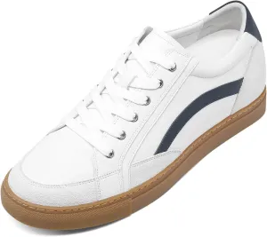 CHAMARIPA Hidden Heel Premium Leather Height Increase Low-Top Skate Shoes Men's Invisible Height Increasing Elevator Casual Fashion Sneaker