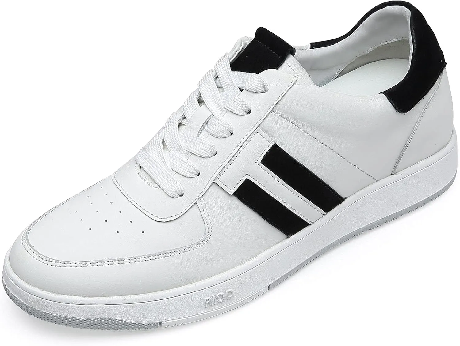 CHAMARIPA Hidden Heel Premium Leather Height Increase Low-Top Skate Shoes Men's Invisible Height Increasing Elevator Casual Fashion Sneaker