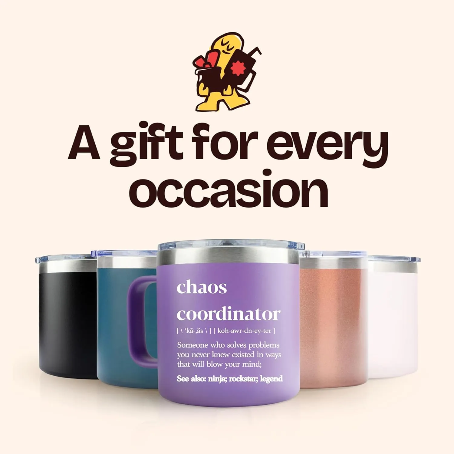 Chaos Coordinator Gifts for Women - Teacher Appreciation Gifts for Mothers Day, Nurses Week Promotion - 14oz Chaos Coordinator Tumbler Mug Purple Gift for Women Gift Baskets for Her Nurse Manager Boss