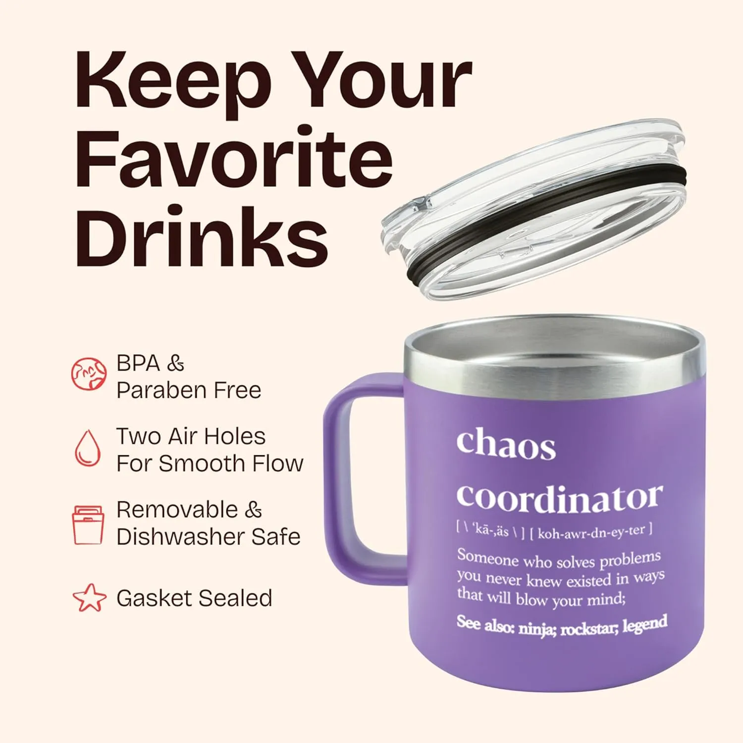 Chaos Coordinator Gifts for Women - Teacher Appreciation Gifts for Mothers Day, Nurses Week Promotion - 14oz Chaos Coordinator Tumbler Mug Purple Gift for Women Gift Baskets for Her Nurse Manager Boss