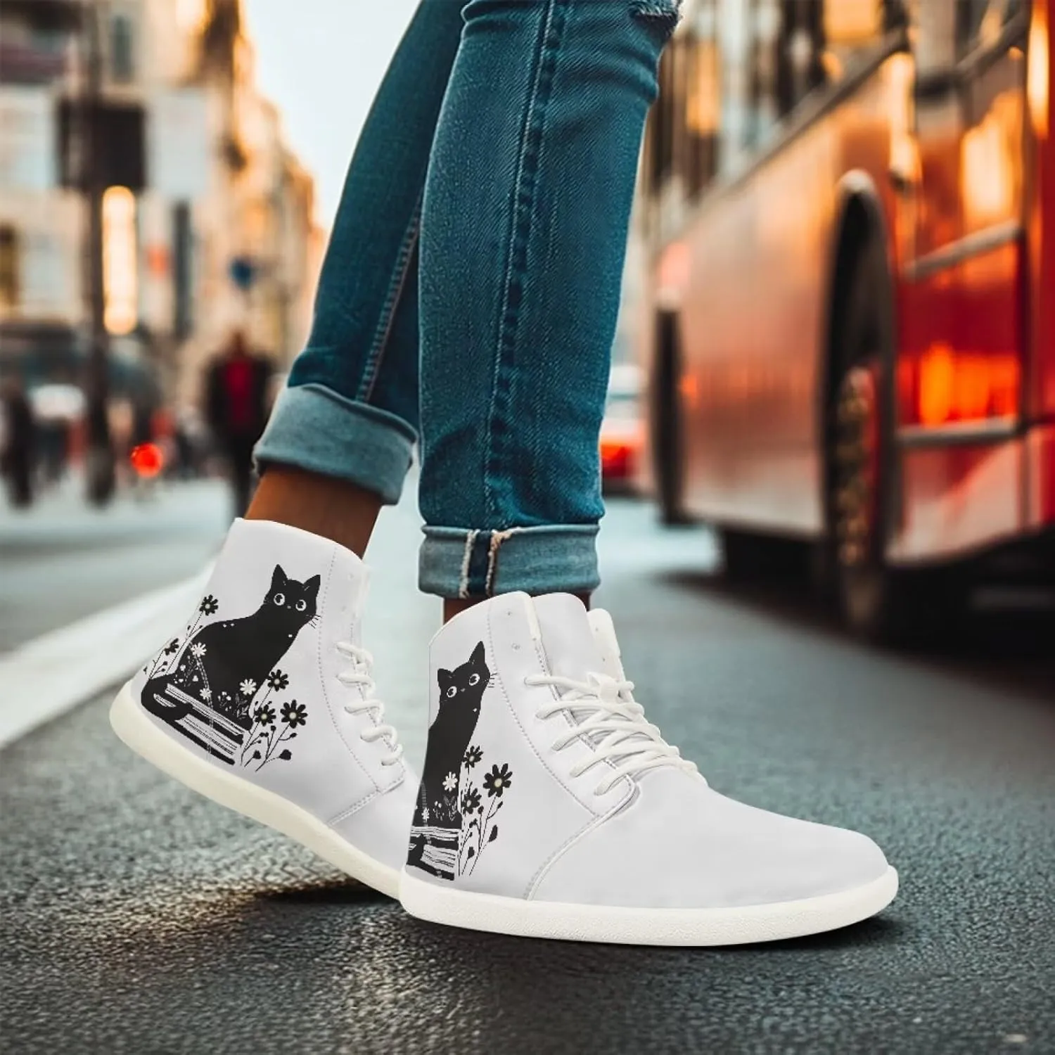 chaqlin High Top Sneaker Laces White for Women Men Fitness Ankle Support Shoes Ankle Boots Walking Tennis Platform Leather Sneaker