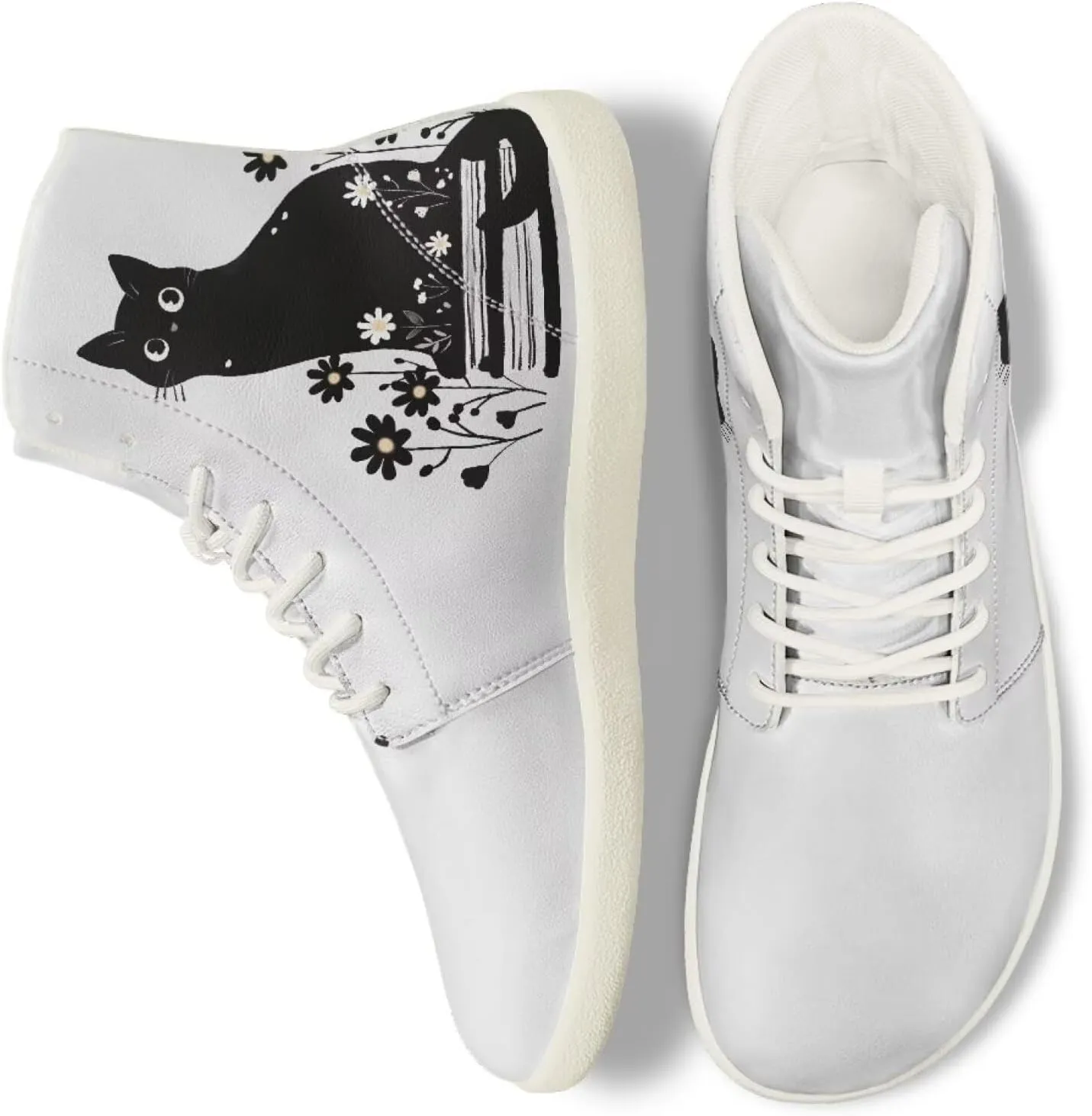chaqlin High Top Sneaker Laces White for Women Men Fitness Ankle Support Shoes Ankle Boots Walking Tennis Platform Leather Sneaker