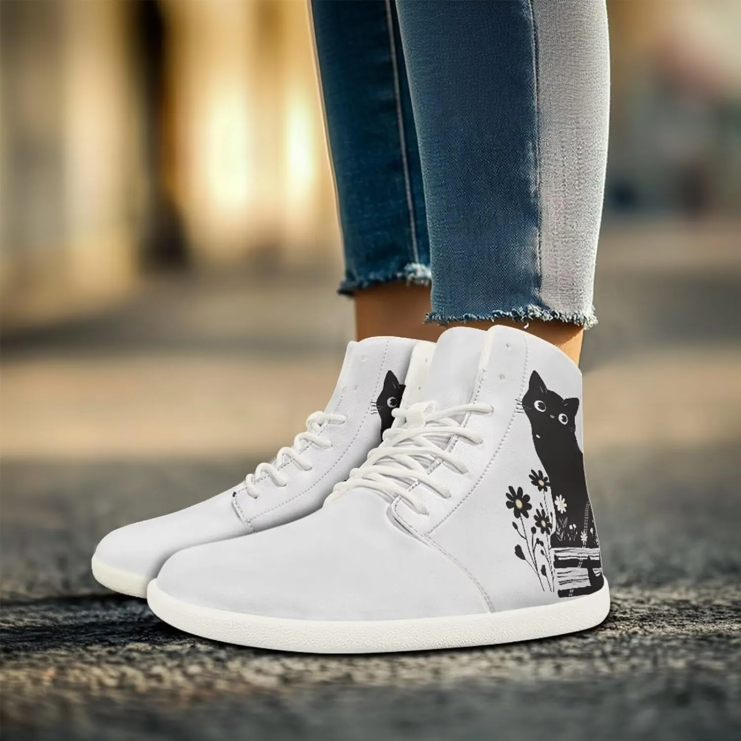 chaqlin High Top Sneaker Laces White for Women Men Fitness Ankle Support Shoes Ankle Boots Walking Tennis Platform Leather Sneaker