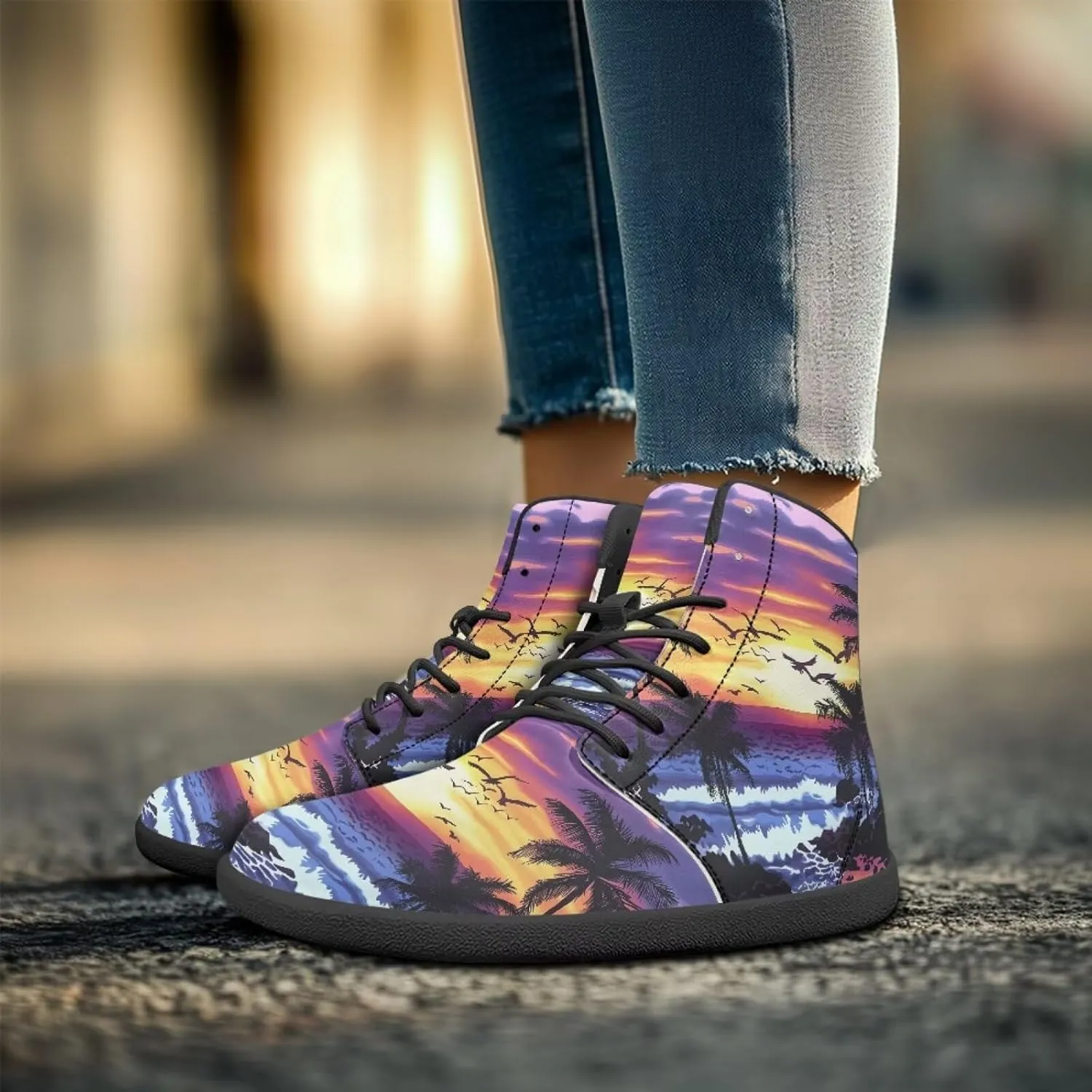 chaqlin Tropical High Top Barefoot Shoes Workout Shoes Zero Drop Walking Shoes