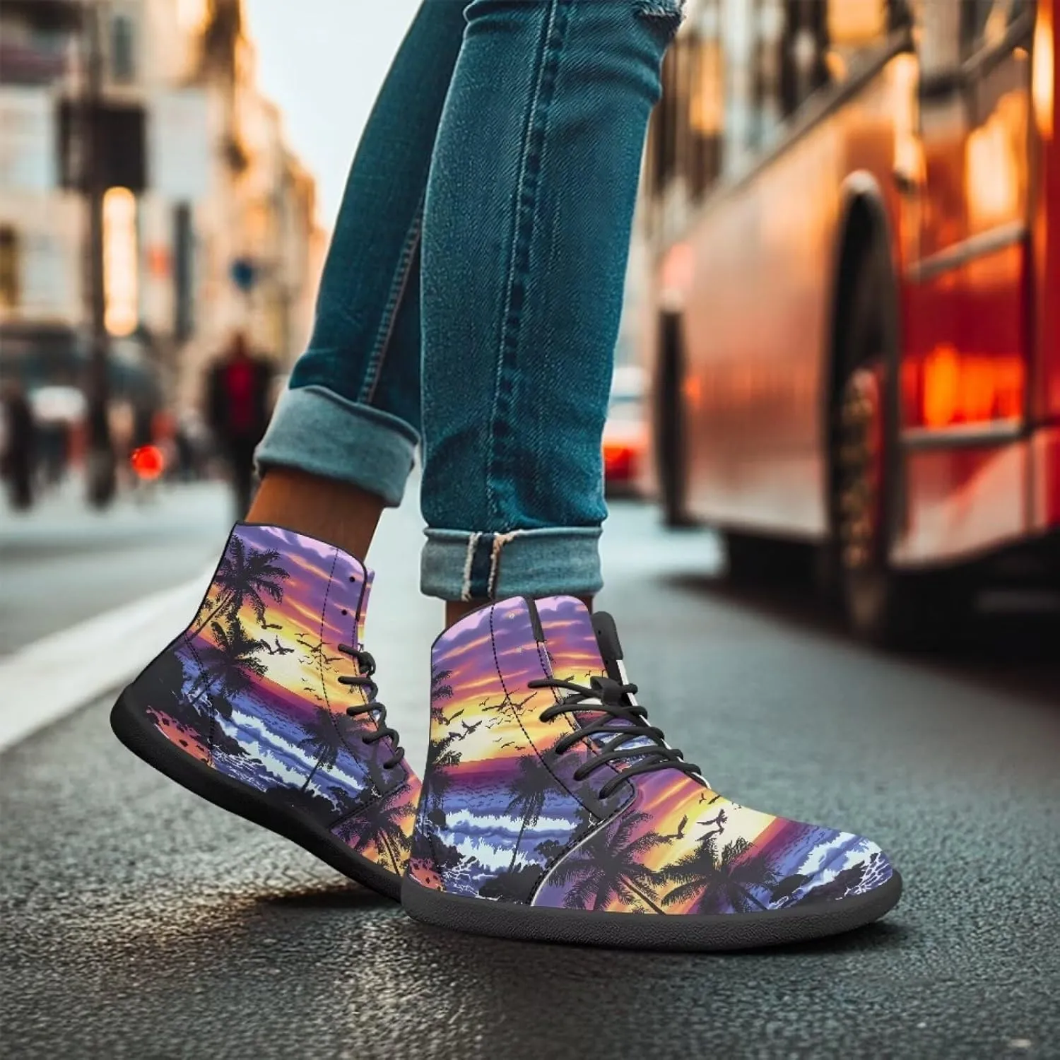 chaqlin Tropical High Top Barefoot Shoes Workout Shoes Zero Drop Walking Shoes