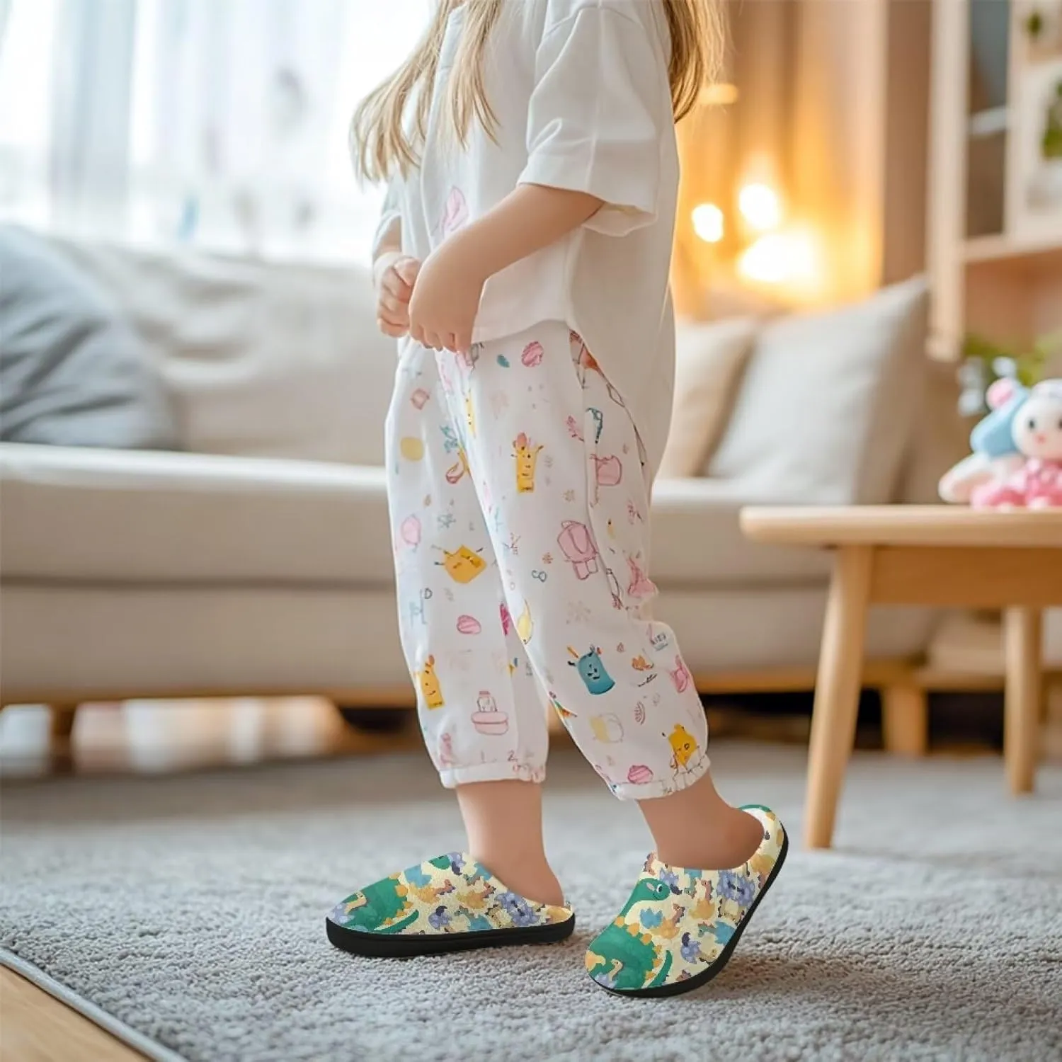 Children's Plush Slippers Cozy Plush Slip-on House Shoes with Memory Foam Warm Winter Kids Non-Slip Indoor Slipper