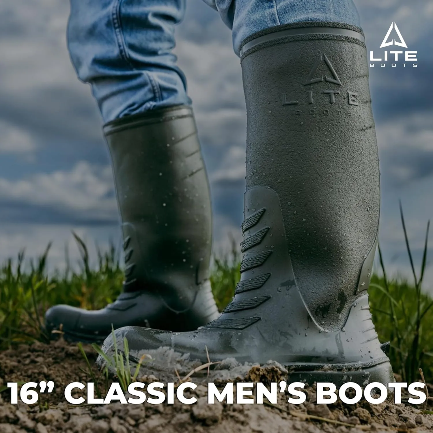 Classic, Waterproof Rain Boots for Kids, Insulated, Lightweight, Hunting, Fishing, Wading, Mud, Garden, Rain, Chore Boot, Introducing The Lightest 16" Waterproof Kids Rain Boot Ever Made!