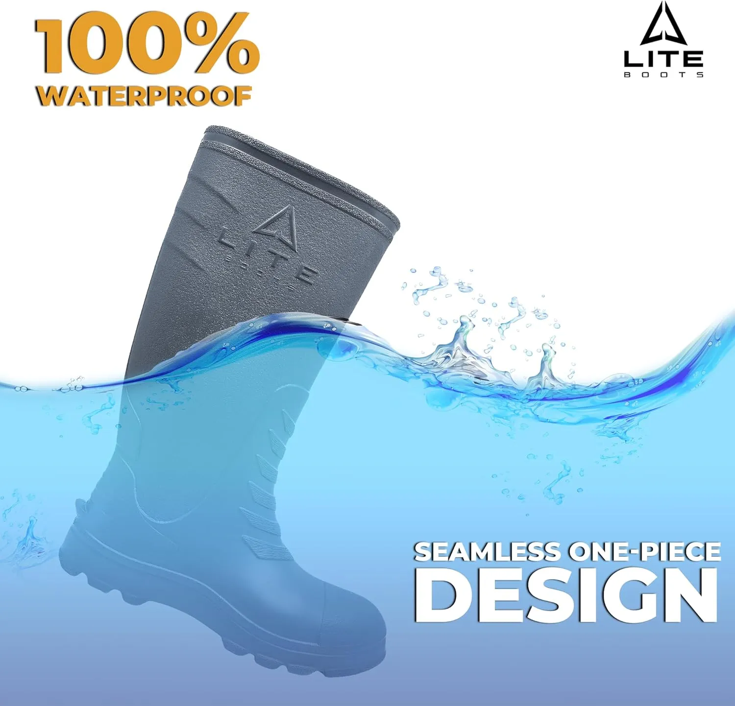 Classic, Waterproof Rain Boots for Kids, Insulated, Lightweight, Hunting, Fishing, Wading, Mud, Garden, Rain, Chore Boot, Introducing The Lightest 16" Waterproof Kids Rain Boot Ever Made!