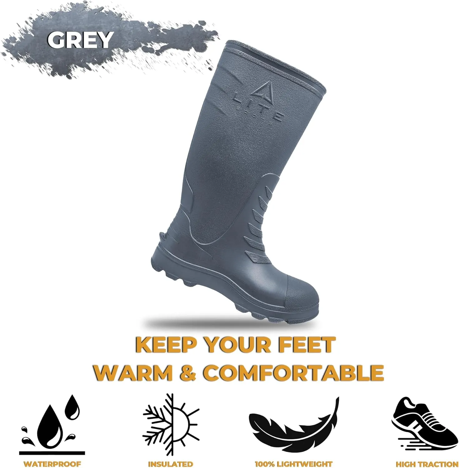 Classic, Waterproof Rain Boots for Kids, Insulated, Lightweight, Hunting, Fishing, Wading, Mud, Garden, Rain, Chore Boot, Introducing The Lightest 16" Waterproof Kids Rain Boot Ever Made!