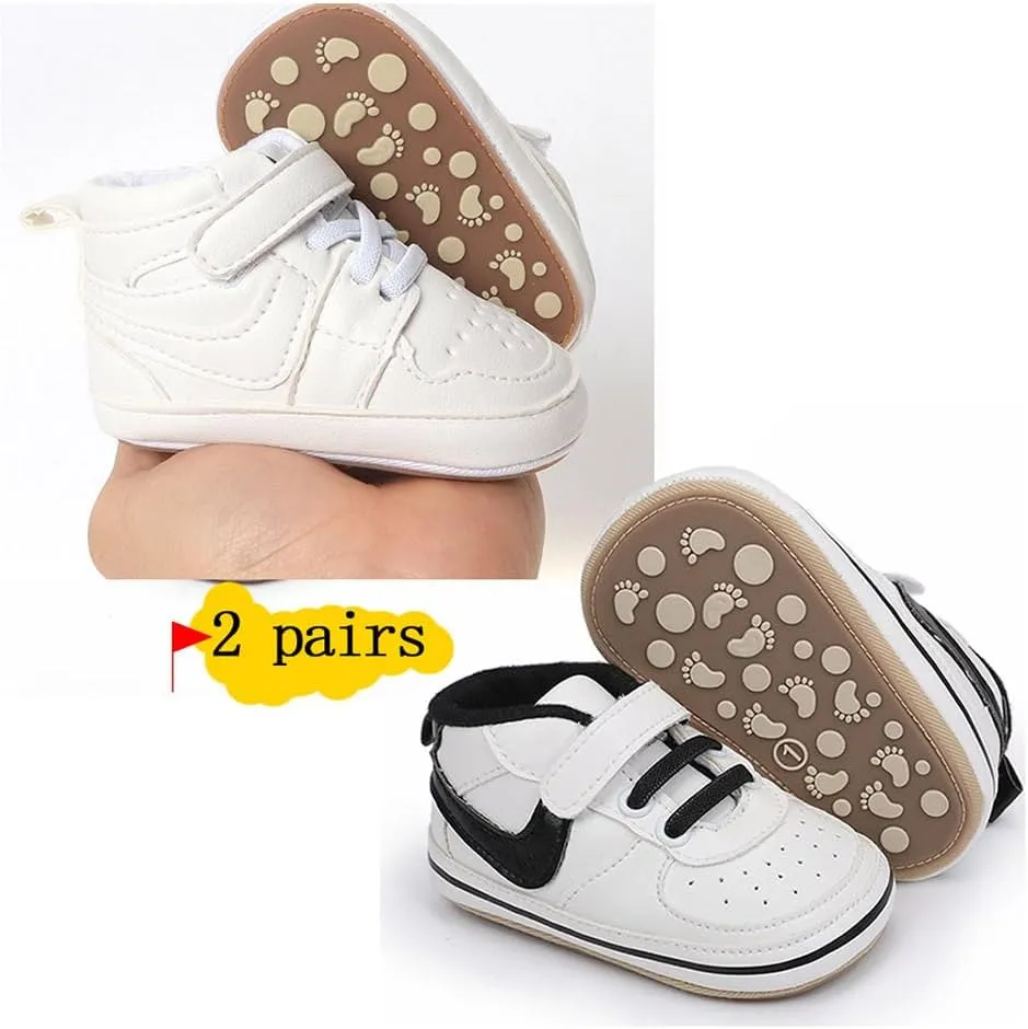 Clowora Unsex Baby Shoes Boys Girls Infant Sneakers Non-Slip Soft Rubber Sole Toddler Crib First Walker Lightweight Shoes