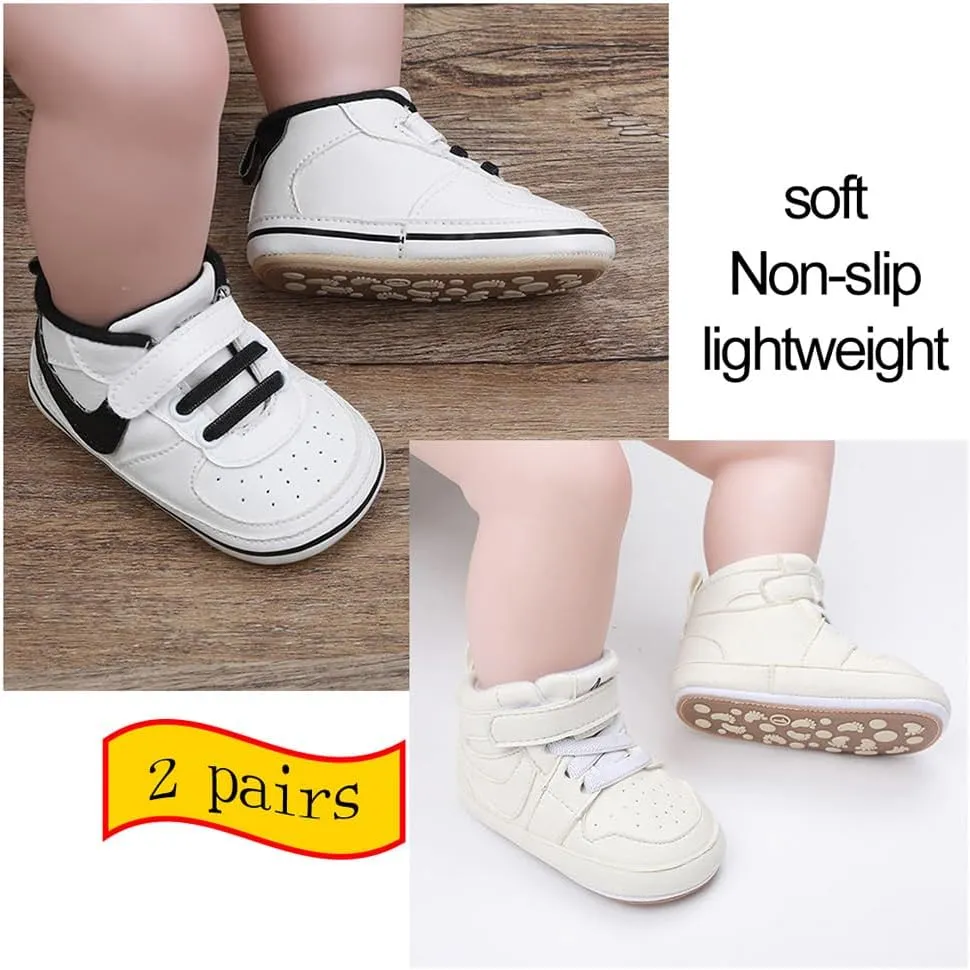 Clowora Unsex Baby Shoes Boys Girls Infant Sneakers Non-Slip Soft Rubber Sole Toddler Crib First Walker Lightweight Shoes