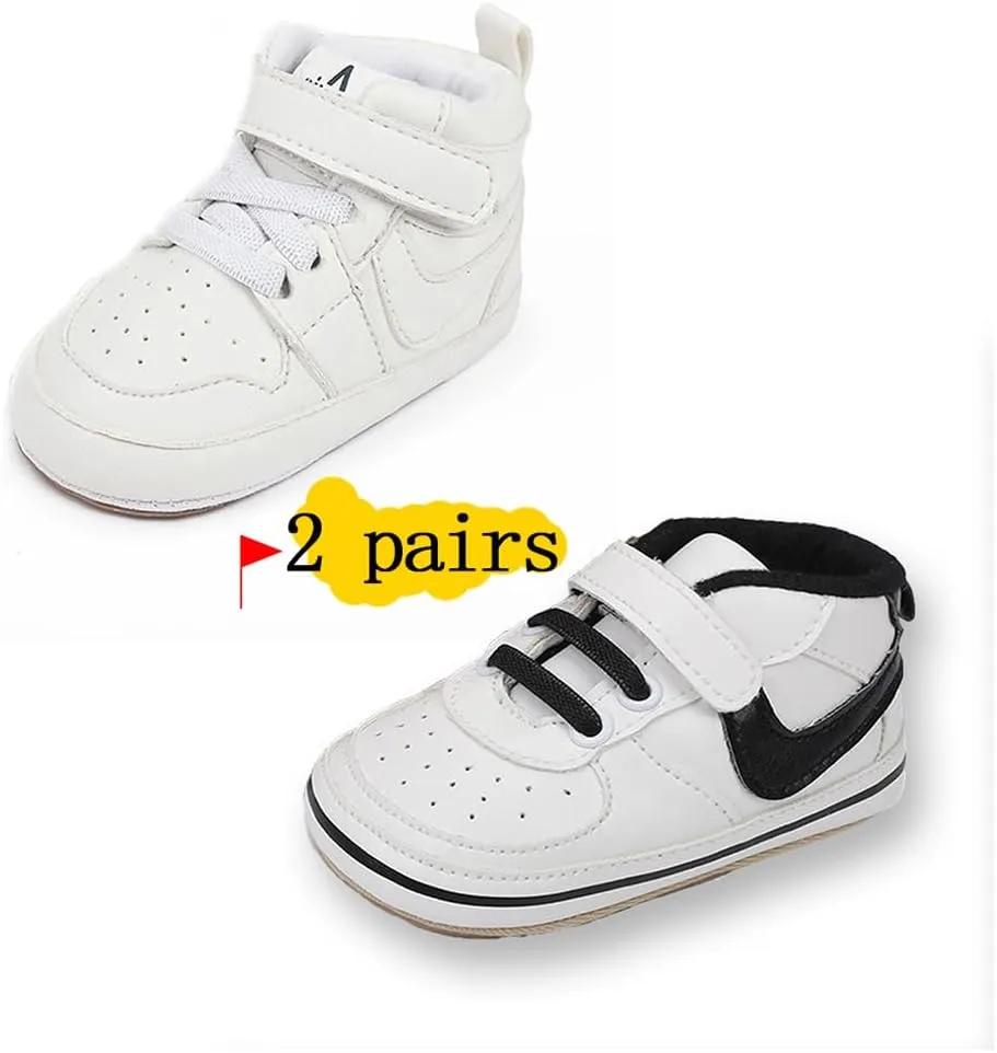 Clowora Unsex Baby Shoes Boys Girls Infant Sneakers Non-Slip Soft Rubber Sole Toddler Crib First Walker Lightweight Shoes