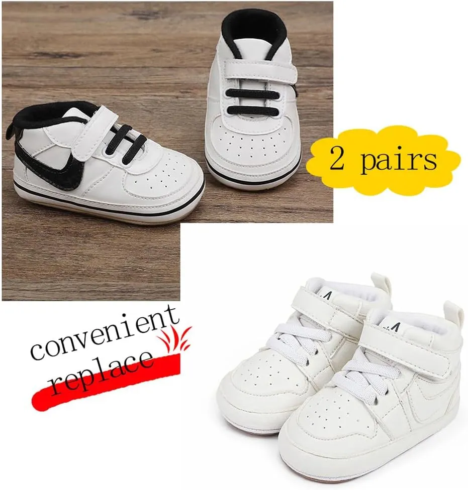 Clowora Unsex Baby Shoes Boys Girls Infant Sneakers Non-Slip Soft Rubber Sole Toddler Crib First Walker Lightweight Shoes
