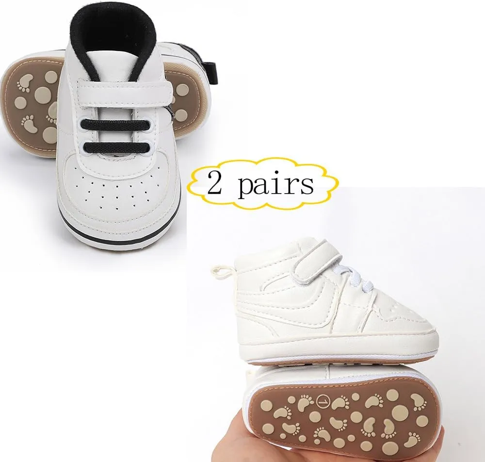 Clowora Unsex Baby Shoes Boys Girls Infant Sneakers Non-Slip Soft Rubber Sole Toddler Crib First Walker Lightweight Shoes