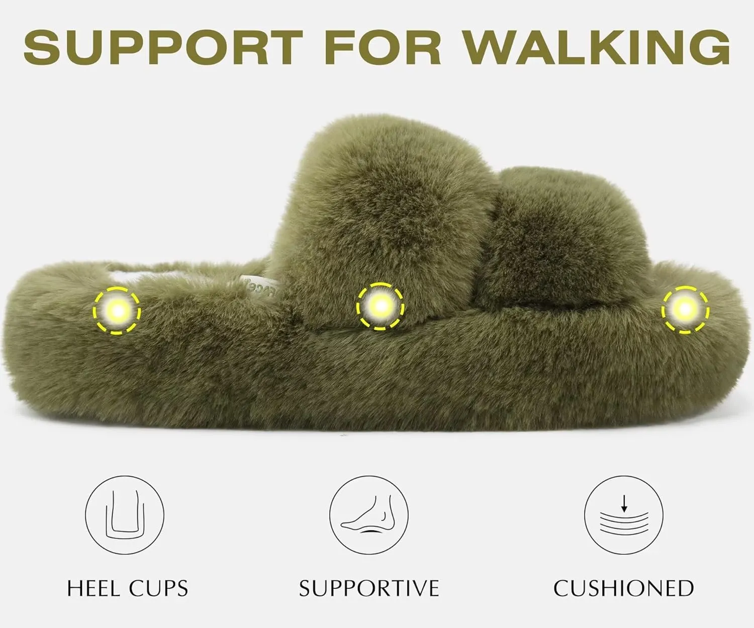 COFACE Womens House Slippers Woman Fuzzy Fluff Indoor Slipper Ladies Furry Fur Bedroom Slip On Slipers Women’s Home Winter Open Toe Plush Shearling Slide Size 5-11