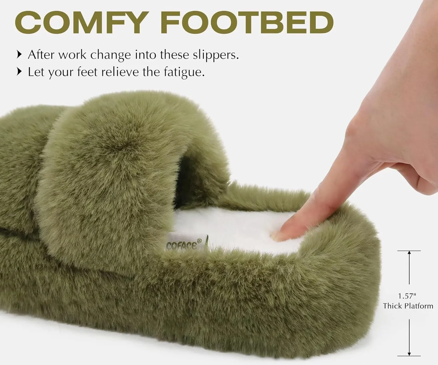 COFACE Womens House Slippers Woman Fuzzy Fluff Indoor Slipper Ladies Furry Fur Bedroom Slip On Slipers Women’s Home Winter Open Toe Plush Shearling Slide Size 5-11