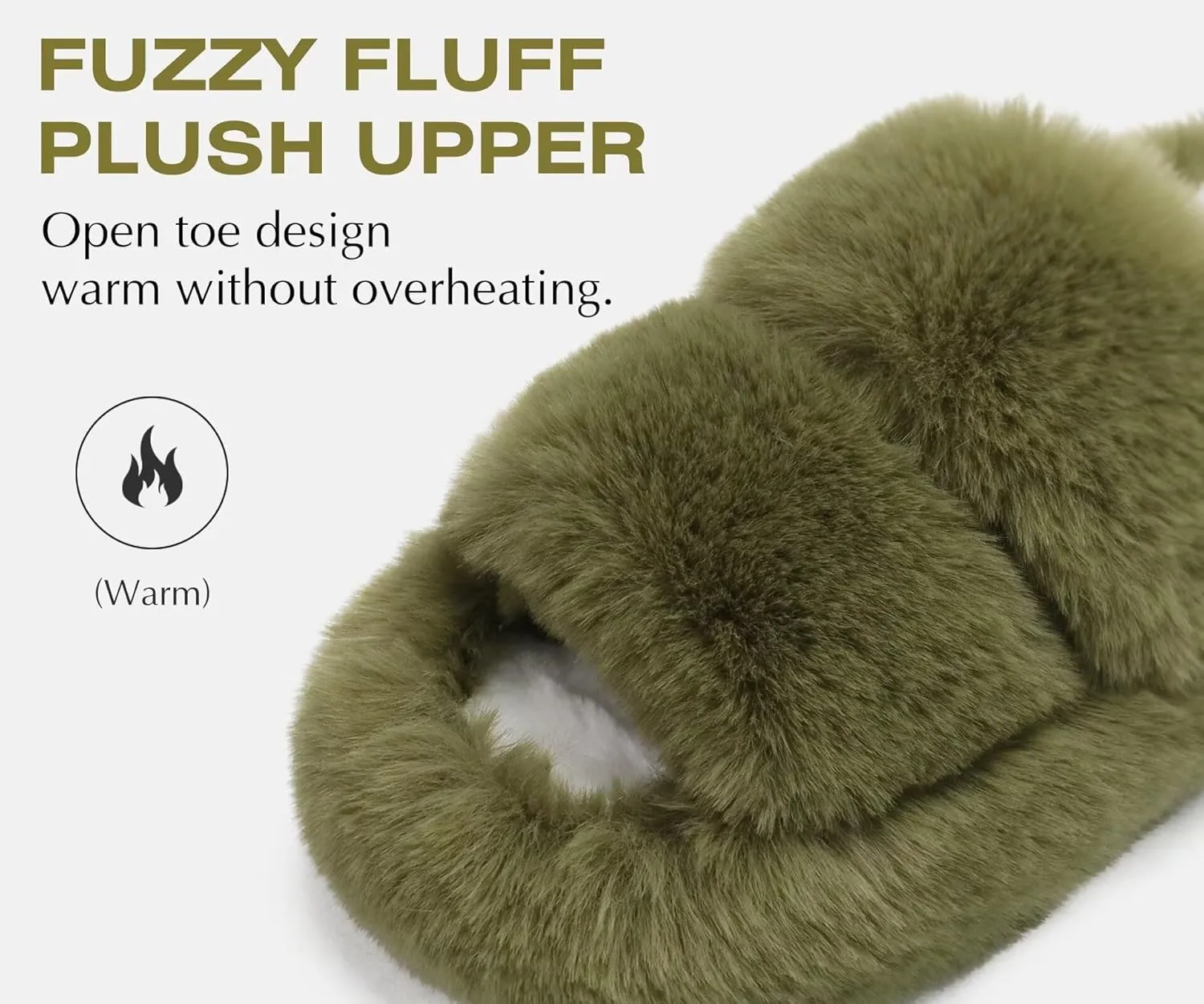COFACE Womens House Slippers Woman Fuzzy Fluff Indoor Slipper Ladies Furry Fur Bedroom Slip On Slipers Women’s Home Winter Open Toe Plush Shearling Slide Size 5-11